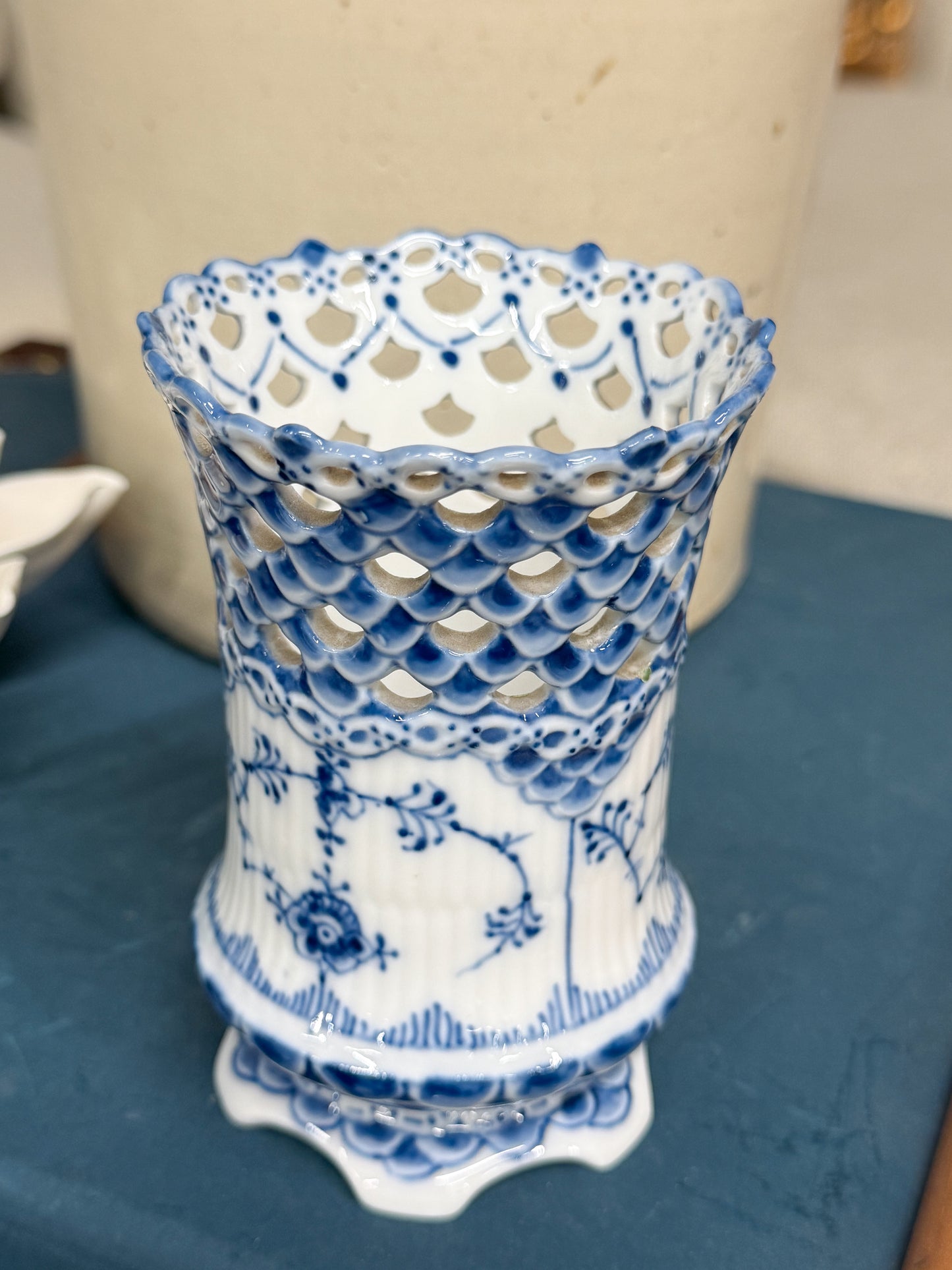 Royal Copenhagen Blue Full Lace Fluted Cigar Holder