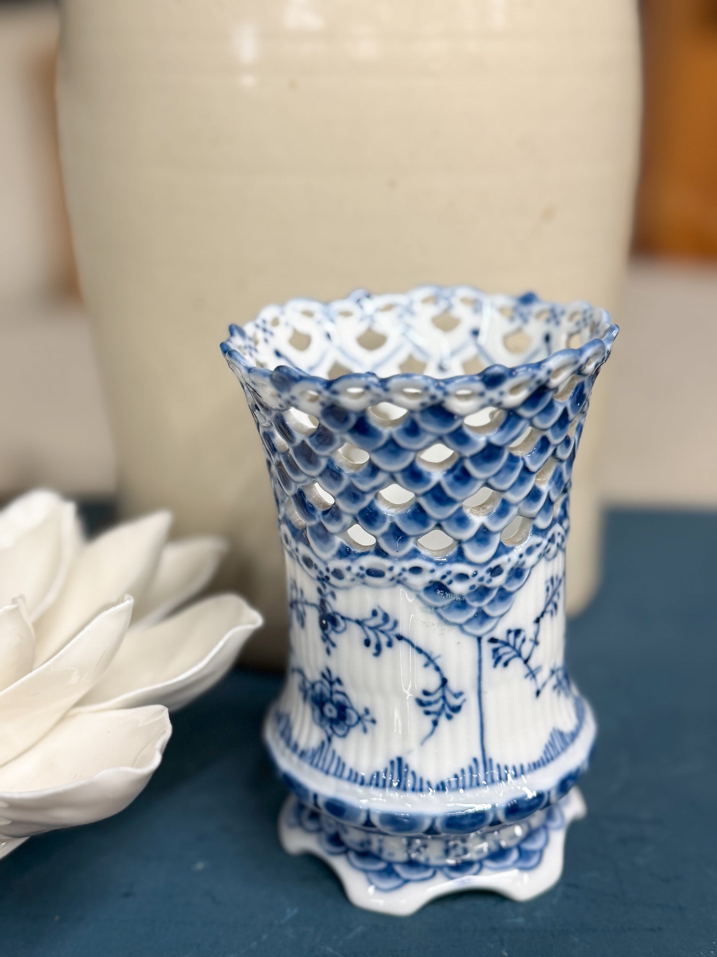Royal Copenhagen Blue Full Lace Fluted Cigar Holder